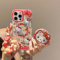 Hello Kitty Kitchen MagSafe Case iPhone 17 16 15 14 Pro Max Red Gingham Cover Magnetic Shaker Grip Beaded Charm Cute Sanrio Gift for Her