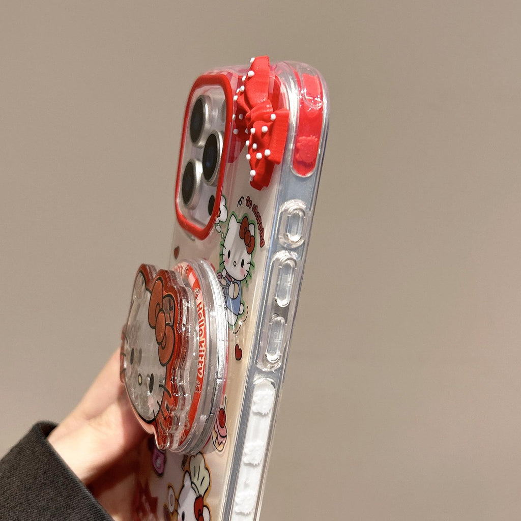 Hello Kitty Kitchen MagSafe Case iPhone 17 16 15 14 Pro Max Red Gingham Cover Magnetic Shaker Grip Beaded Charm Cute Sanrio Gift for Her